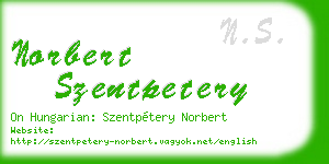 norbert szentpetery business card